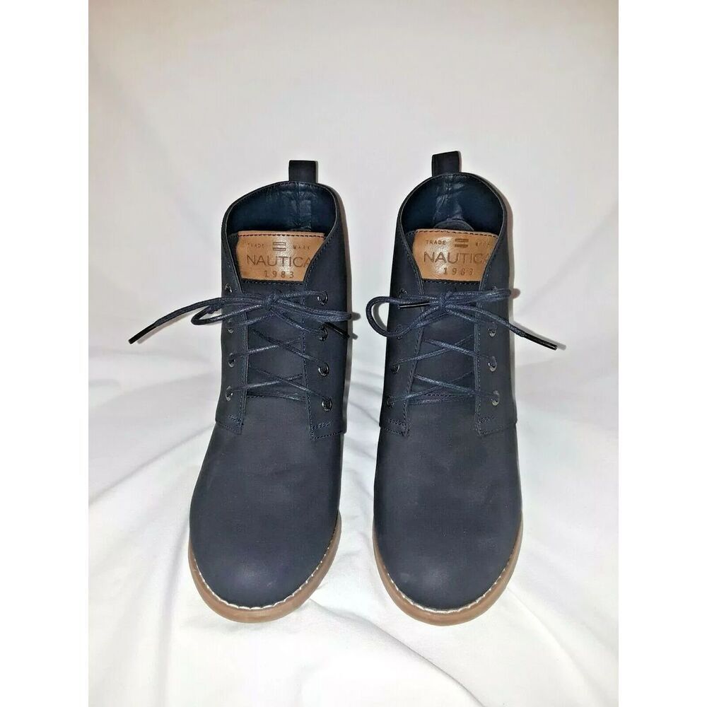 Ladies wedge heeled "waterline" bootie from Nautica/Navy blue/Size 8